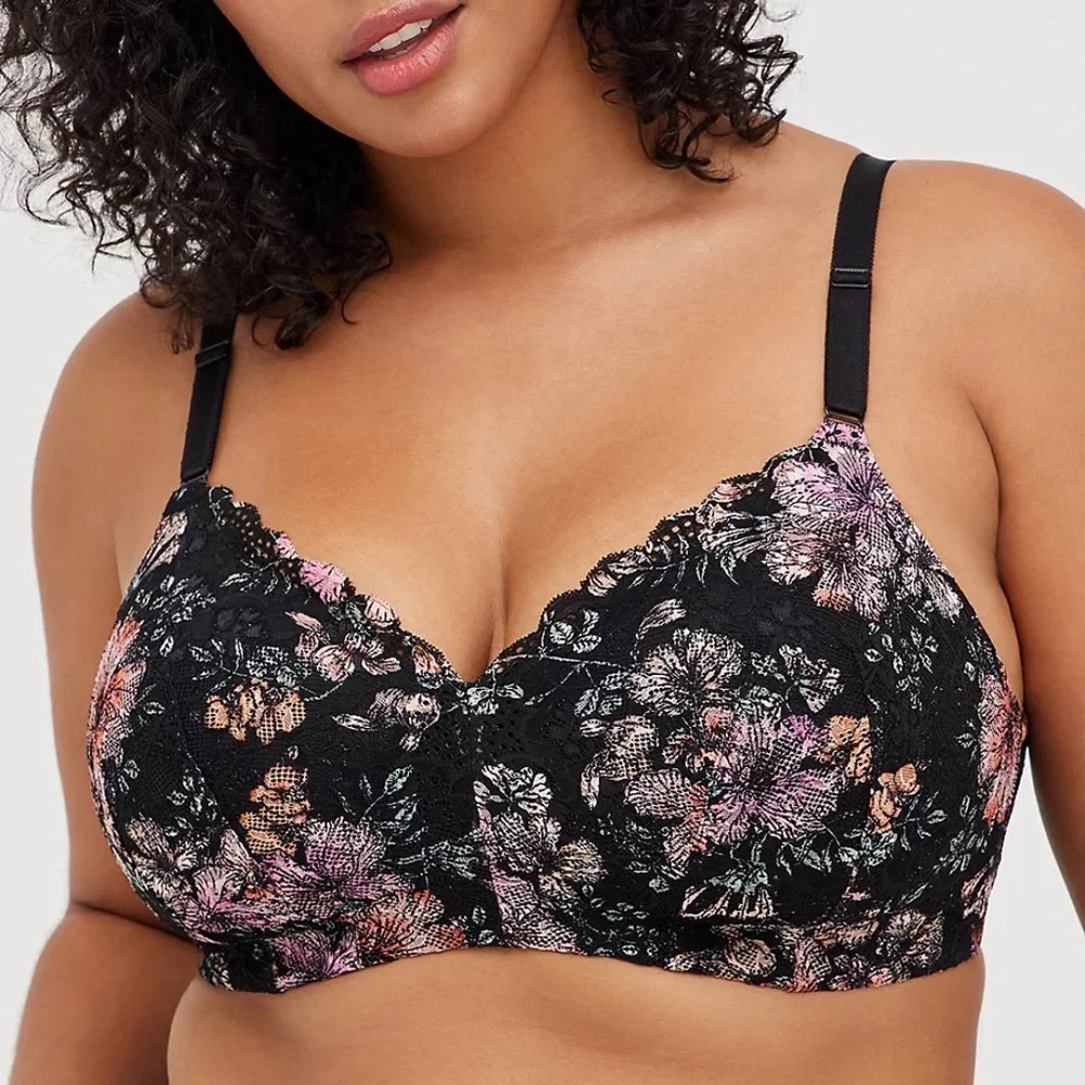 Torrid Bra 46 DD Floral Lace 360 Back Smoothing Wire Free Plus Size Everyday NWT